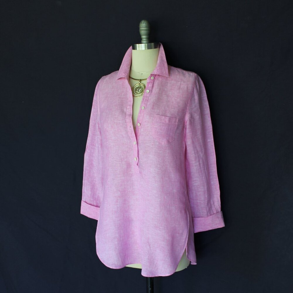 Lilly Pulitzer Sea View Marleigh Linen Button Down Shirt dress Top tunic blouse - Picture 4 of 9